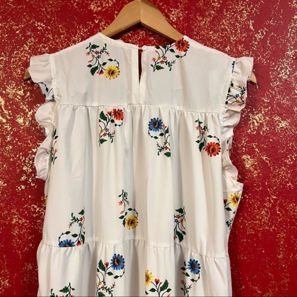 GOODNIGHT MACAROON'OPHELIA' FRILLED EMBROIDERED FLORAL PRINT MAXI DRESS L - Picture 4 of 11